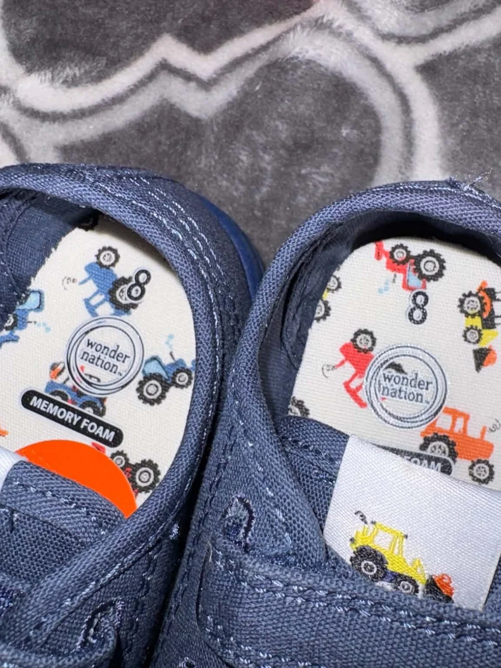 wonder nation Navy Canvas Velcro Sneakers with Printed Insole